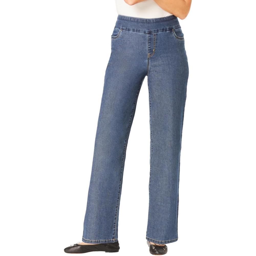 imageWoman Within Plus Size Flex PullOn WideLeg Denim JeanMedium Stonewash