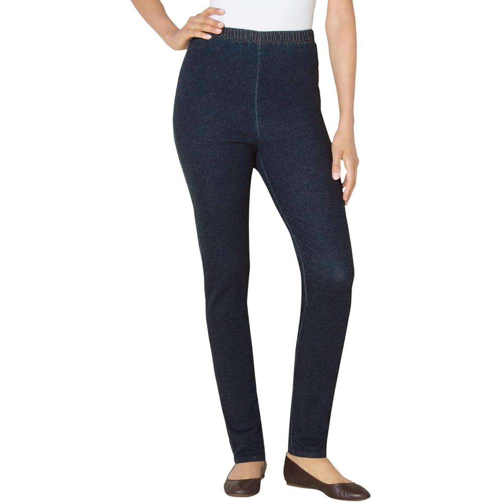 imageWoman Within Plus Size Petite Fineline Stretch Denim Skinny PullOn Jeans  32 WP Indigo