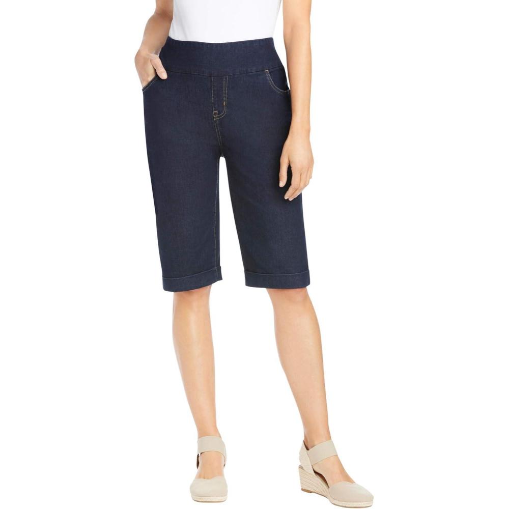 imageWoman Within Plus Size PullOn Flex ElasticWaist Stretch Denim Jeans ShortsIndigo