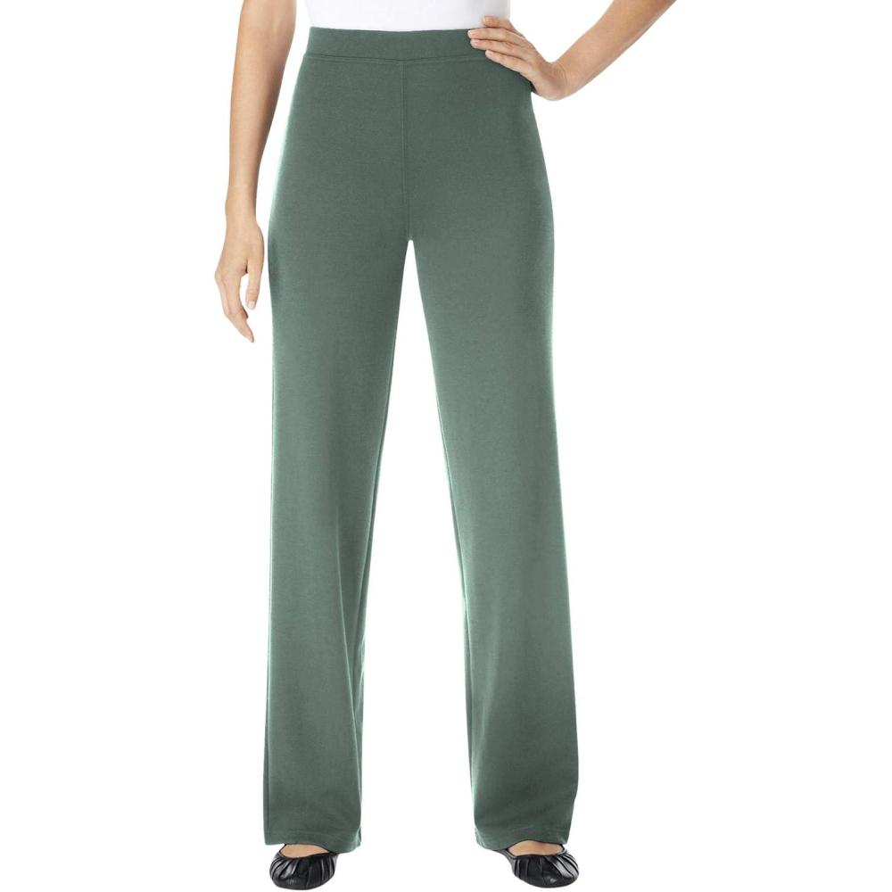 imageWoman Within Plus Size Stretch Ponte Knit PullOn WideLeg PantsPine