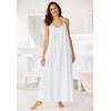 Dreams & Co. Plus Size Breezy Eyelet Knit Long Nightgown(White Floral)