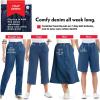 Woman Within Plus Size 7-Day Elastic-Waist Pull-On Cotton Denim Capri Jeans(Laughing Pine)