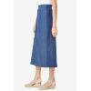 Woman Within Plus Size Petite Pull-On Flex Elastic-Waist Stretch Denim Skirt(Medium Stonewash)