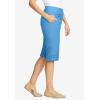Woman Within Plus Size Pull-On Flex Elastic-Waist Stretch Denim Jeans Shorts(Azure Blue)