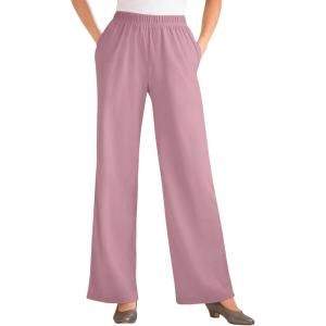 Woman Within Plus Size 7-Day Wide-Leg Elastic-Waist Stretchy Knit Pant(Dusty Pink)