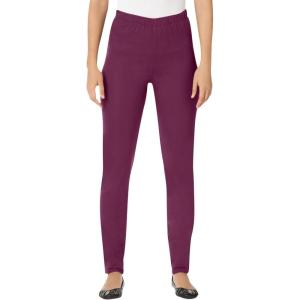 Woman Within Plus Size Fineline Stretch Denim Skinny Pull-On Jeans(Deep Claret)