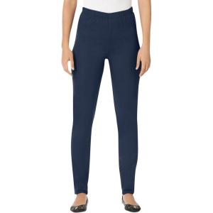 Woman Within Plus Size Fineline Stretch Denim Skinny Pull-On Jeans(Navy)