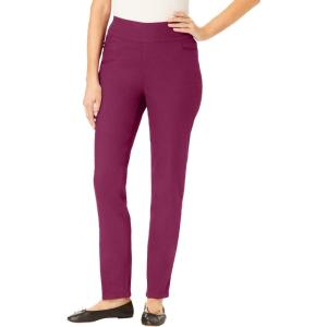 Woman Within Plus Size Flex Pull-On Straight-Leg Gap-Free Stretch Denim Jeans(Deep Claret)
