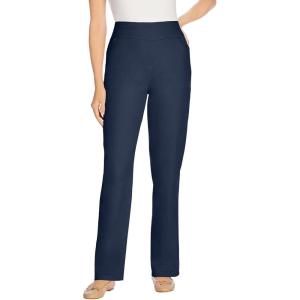 Woman Within Plus Size Flex Pull-On Straight-Leg Gap-Free Stretch Denim Jeans(Navy)