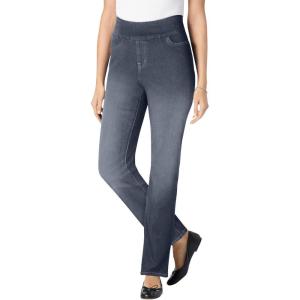 Woman Within Plus Size Flex Pull-On Straight-Leg Gap-Free Stretch Denim Jeans(Stonewash Sanded)