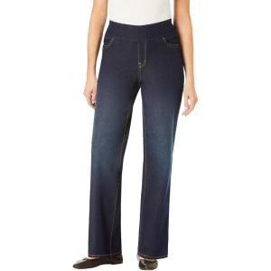 Woman Within Plus Size Flex Pull-On Wide-Leg Denim Jean(Indigo Sanded)