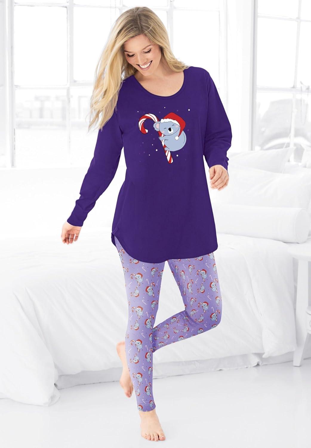 imageDreams amp Co Plus Size 2Piece Pj Legging SetMidnight Violet Print