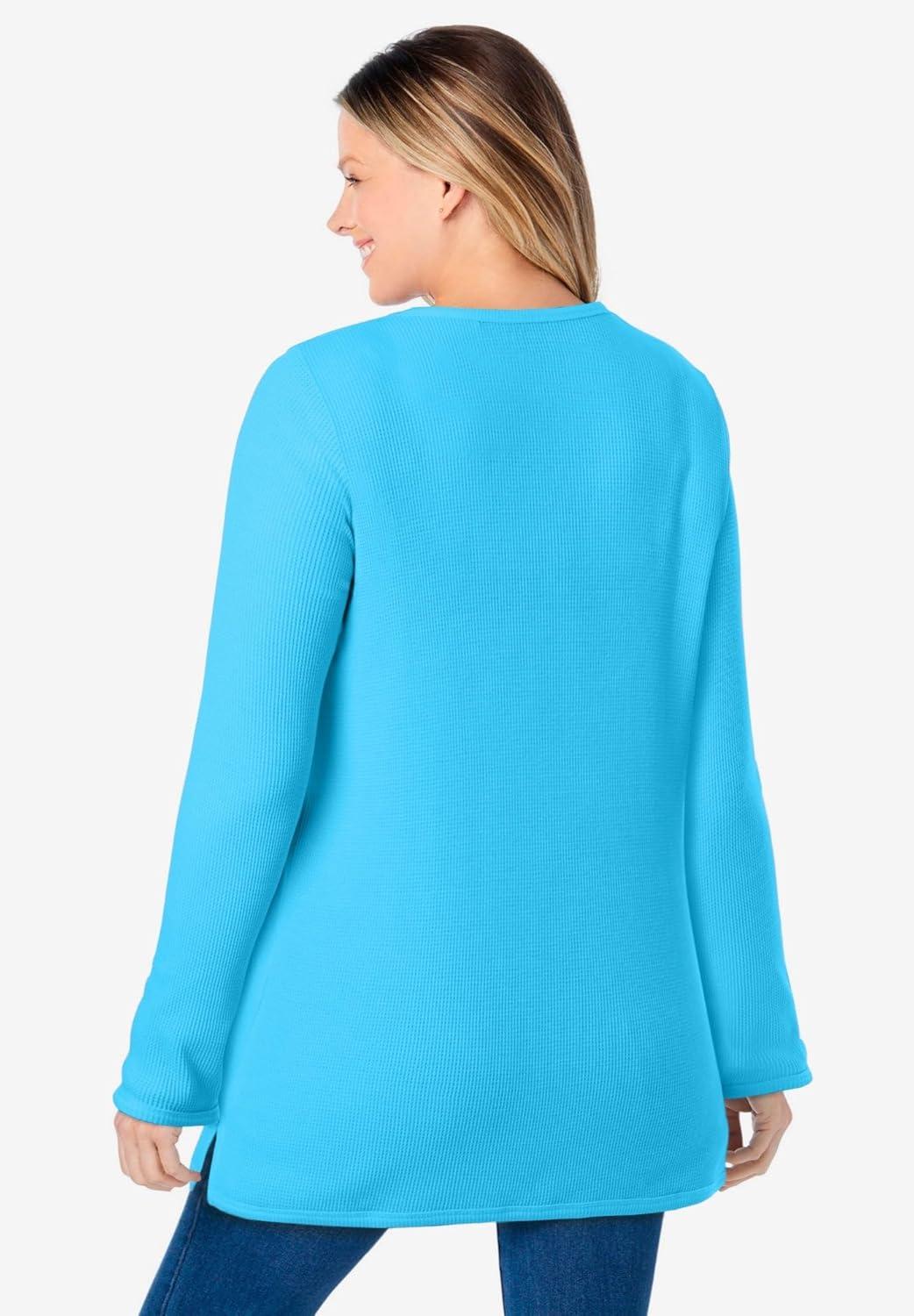 imageWoman Within LongSleeve Crewneck Soft Waffle Knit Thermal ShirtParadise Blue