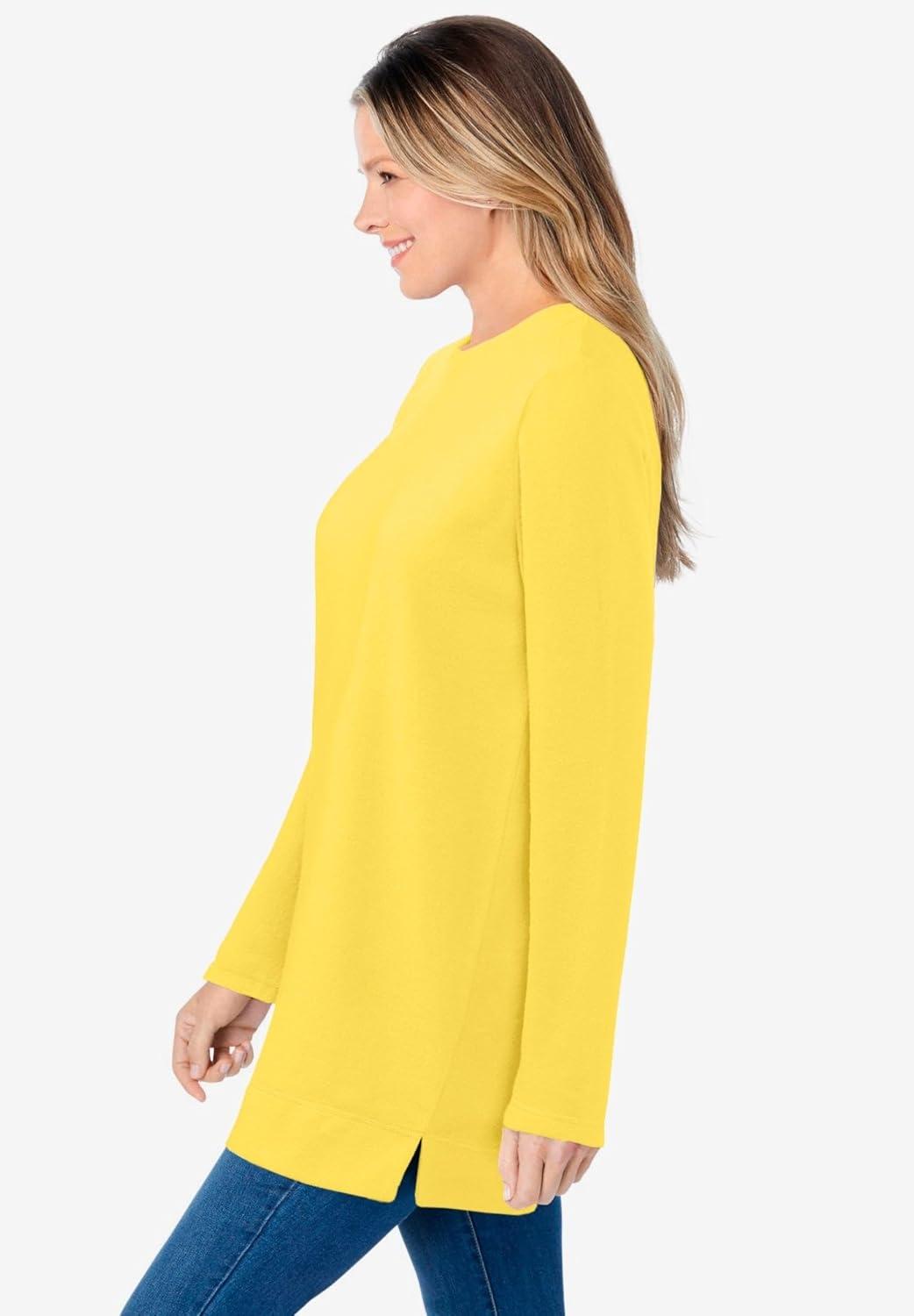 imageWoman Within LongSleeve Crewneck Soft Waffle Knit Thermal ShirtPrimrose Yellow