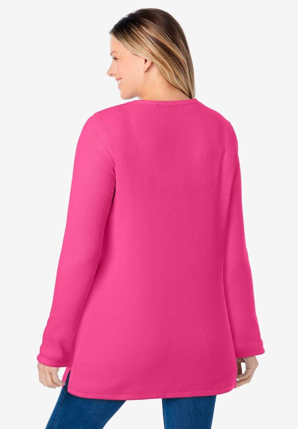imageWoman Within LongSleeve Crewneck Soft Waffle Knit Thermal ShirtRaspberry Sorbet