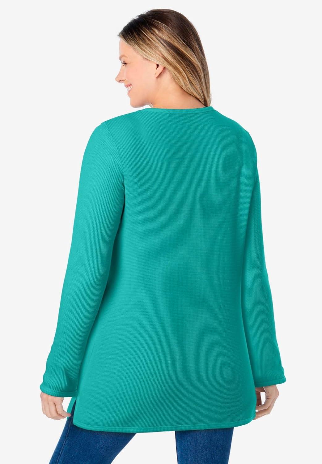 imageWoman Within LongSleeve Crewneck Soft Waffle Knit Thermal ShirtWaterfall