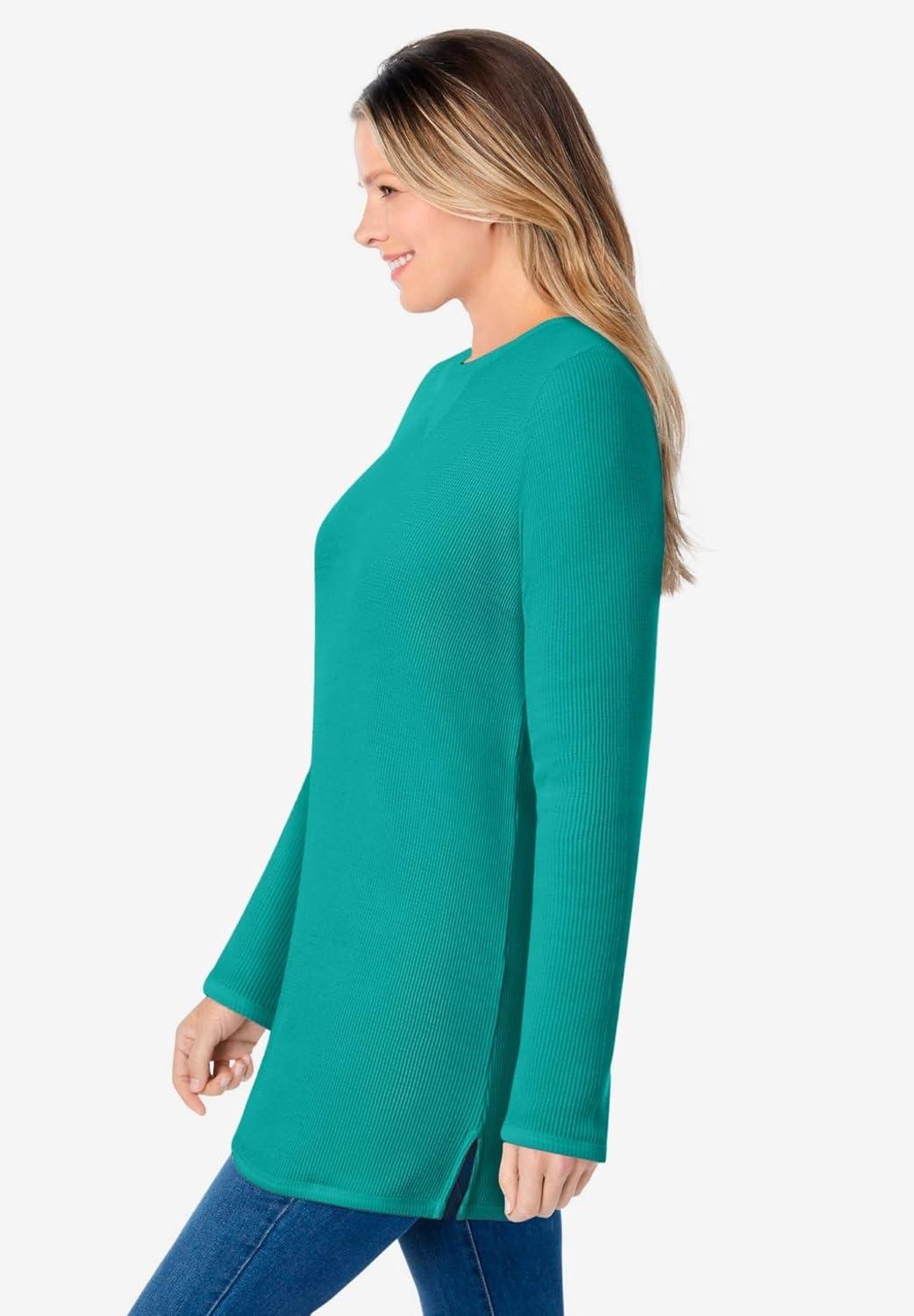 imageWoman Within LongSleeve Crewneck Soft Waffle Knit Thermal ShirtWaterfall