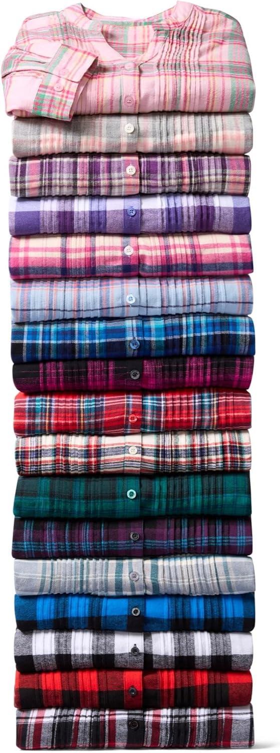 imageWoman Within Pintucked Flannel ShirtVivid Red Buffalo Plaid