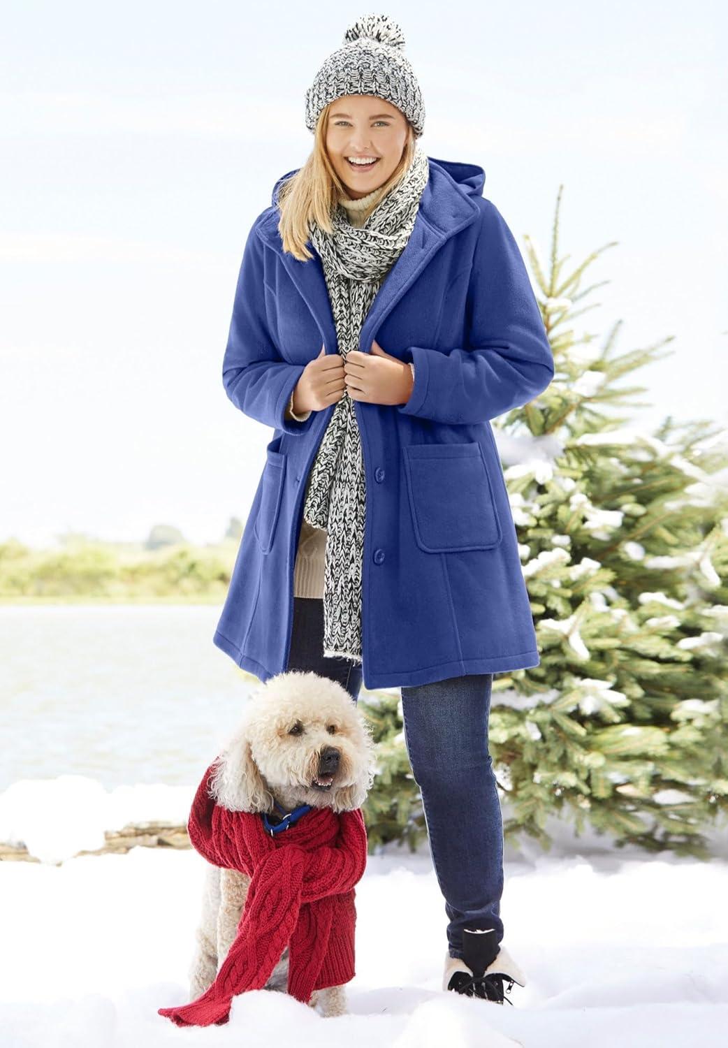 imageWoman Within Plus Size Hooded ALine Fleece CoatGunmetal