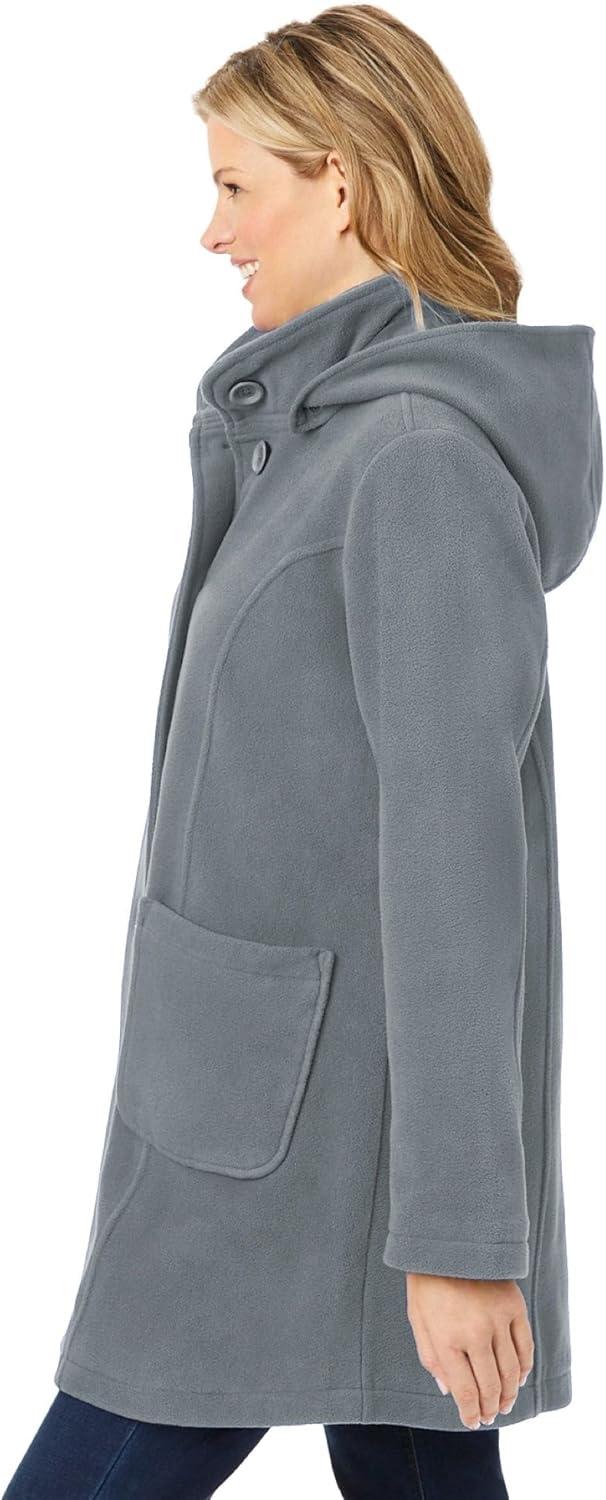 imageWoman Within Plus Size Hooded ALine Fleece CoatGunmetal