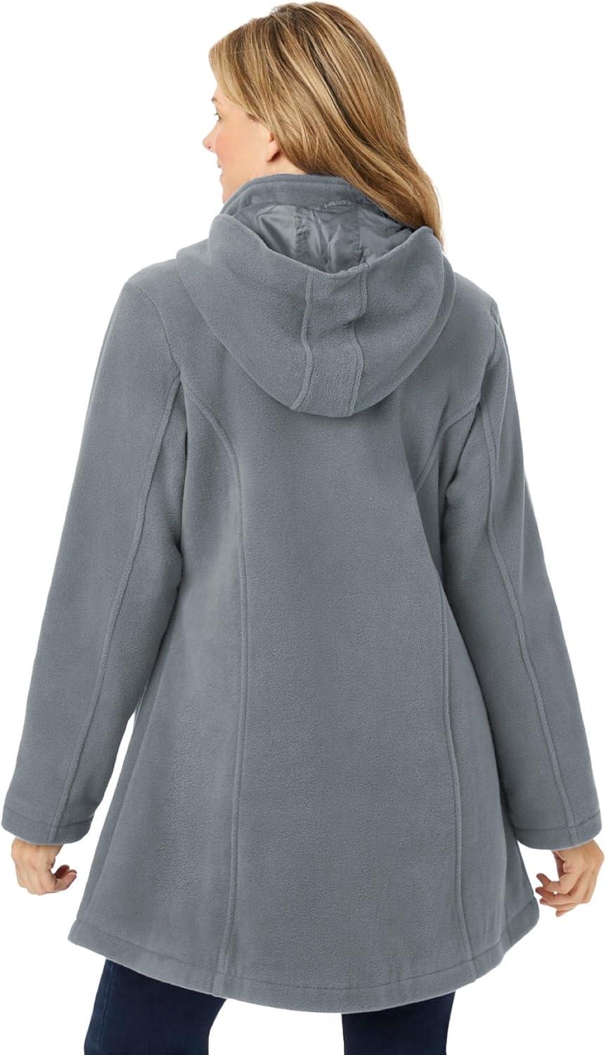 imageWoman Within Plus Size Hooded ALine Fleece CoatGunmetal