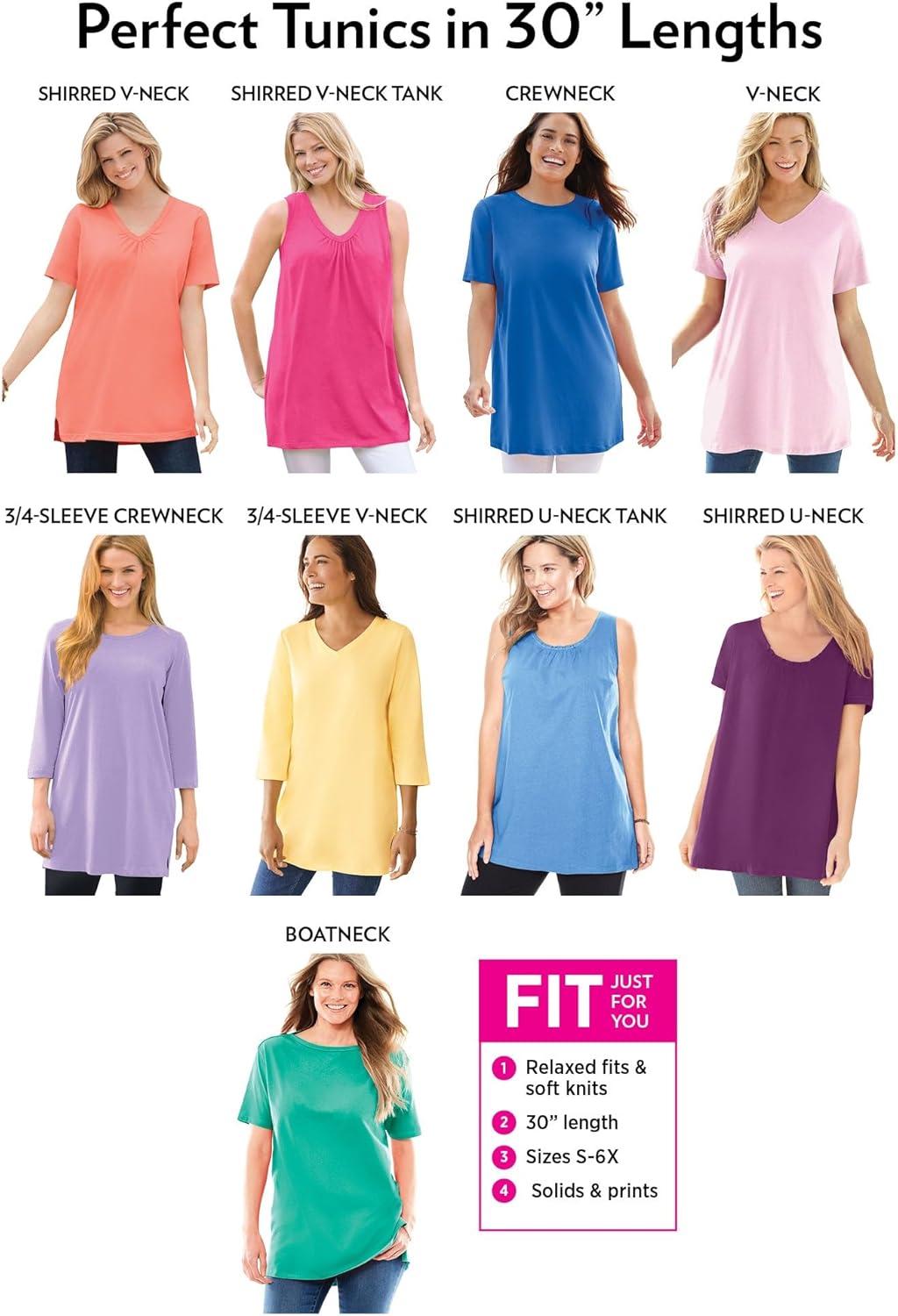 imageWoman Within Plus Size Perfect ThreeQuarter Sleeve VNeck TunicRadiant Purple