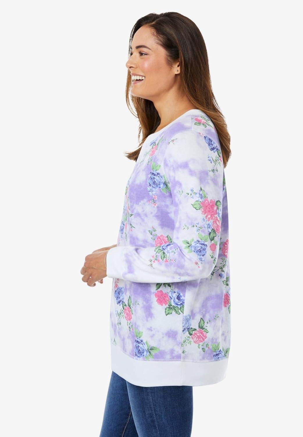 imageWoman Within Printed SweatshirtSoft Iris Tie Dye Bloom