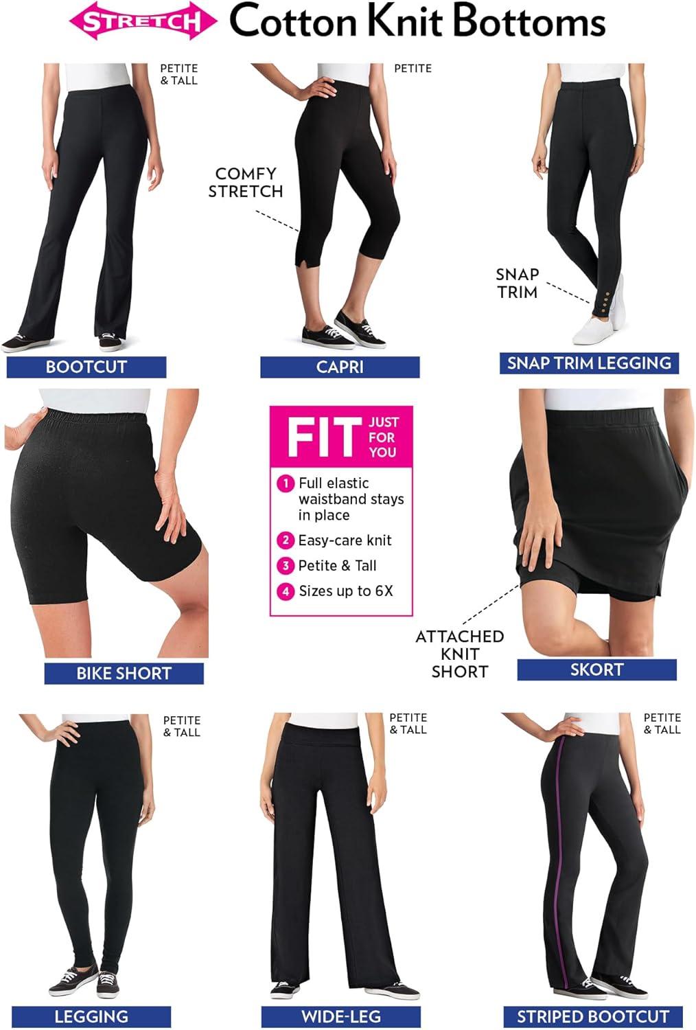 imageWoman Within StretchCotton Knit PullOn WideLeg LeggingsBlack