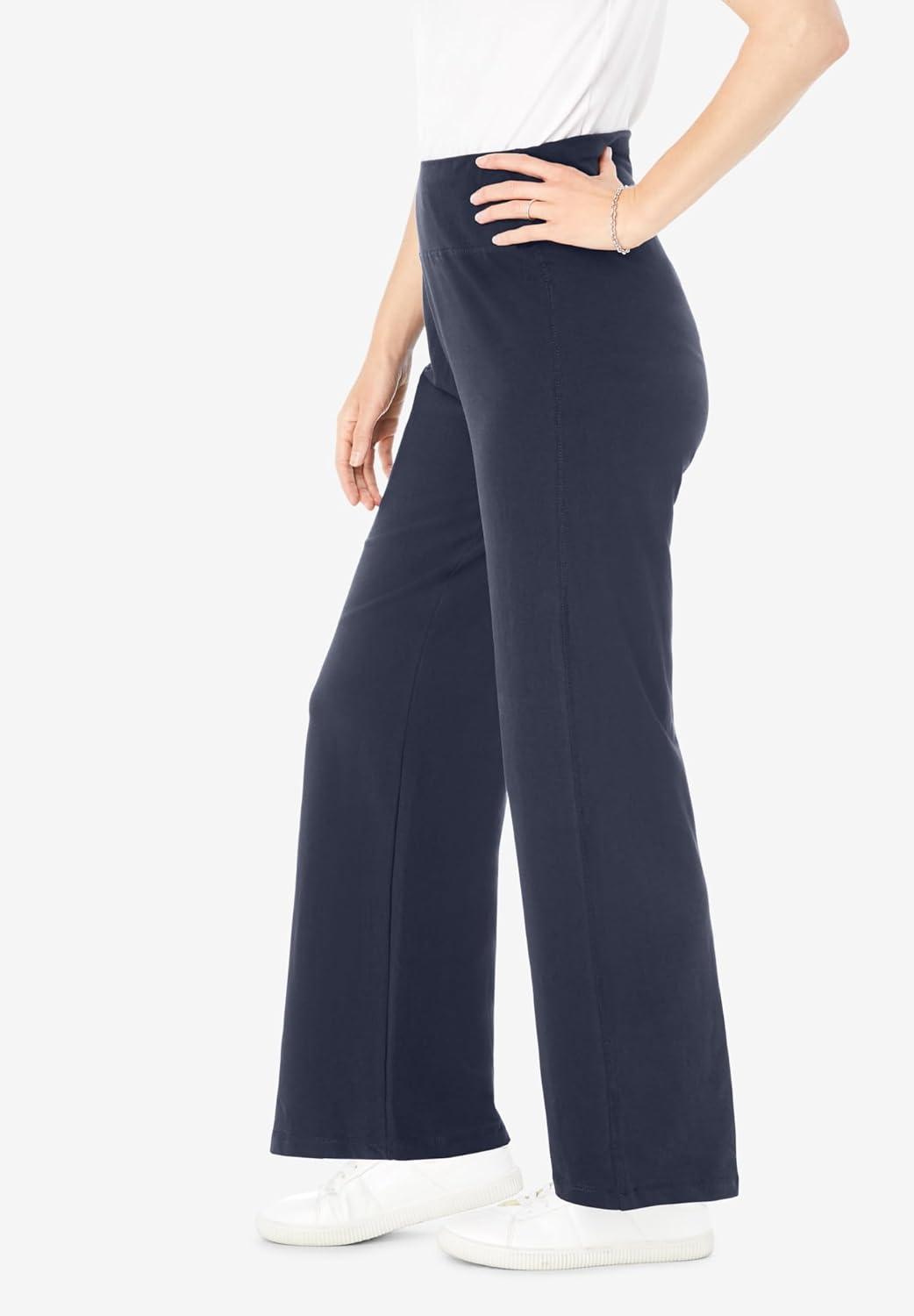 imageWoman Within StretchCotton Knit PullOn WideLeg LeggingsNavy