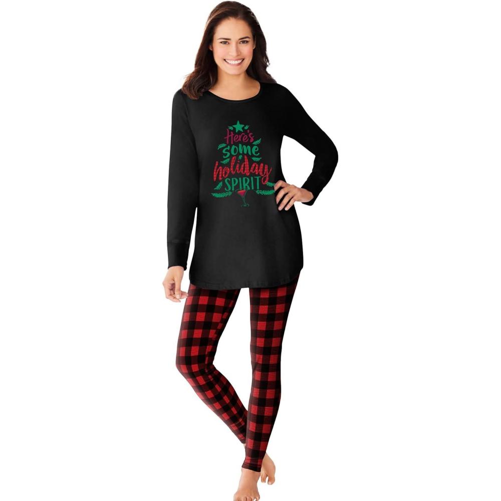 imageDreams amp Co Plus Size 2Piece Pj Legging SetRed Buffalo Plaid