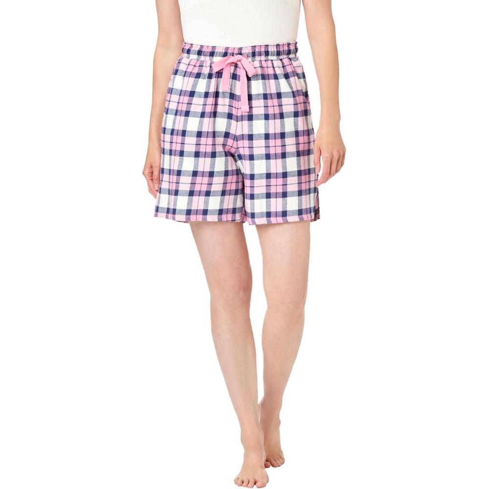 imageDreams amp Co Plus Size Flannel Pajama ShortPink Plaid