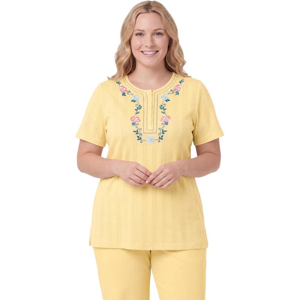 imageWoman Within Plus Size 7Day Embroidered Pointelle TunicBanana Floral Embroidery
