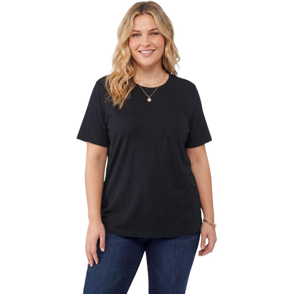 imageWoman Within Plus Size Perfect Crewneck Pocket TeeBlack
