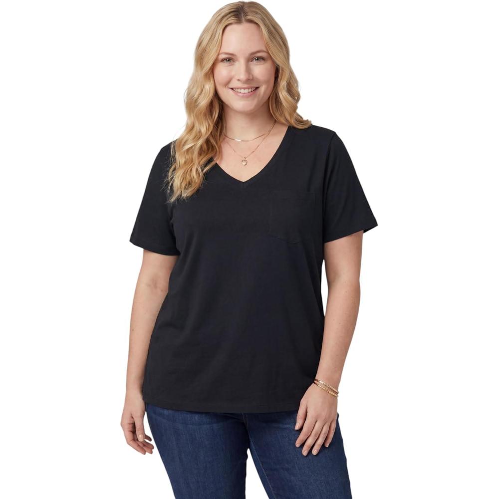 imageWoman Within Plus Size Perfect VNeck Pocket TeeBlack
