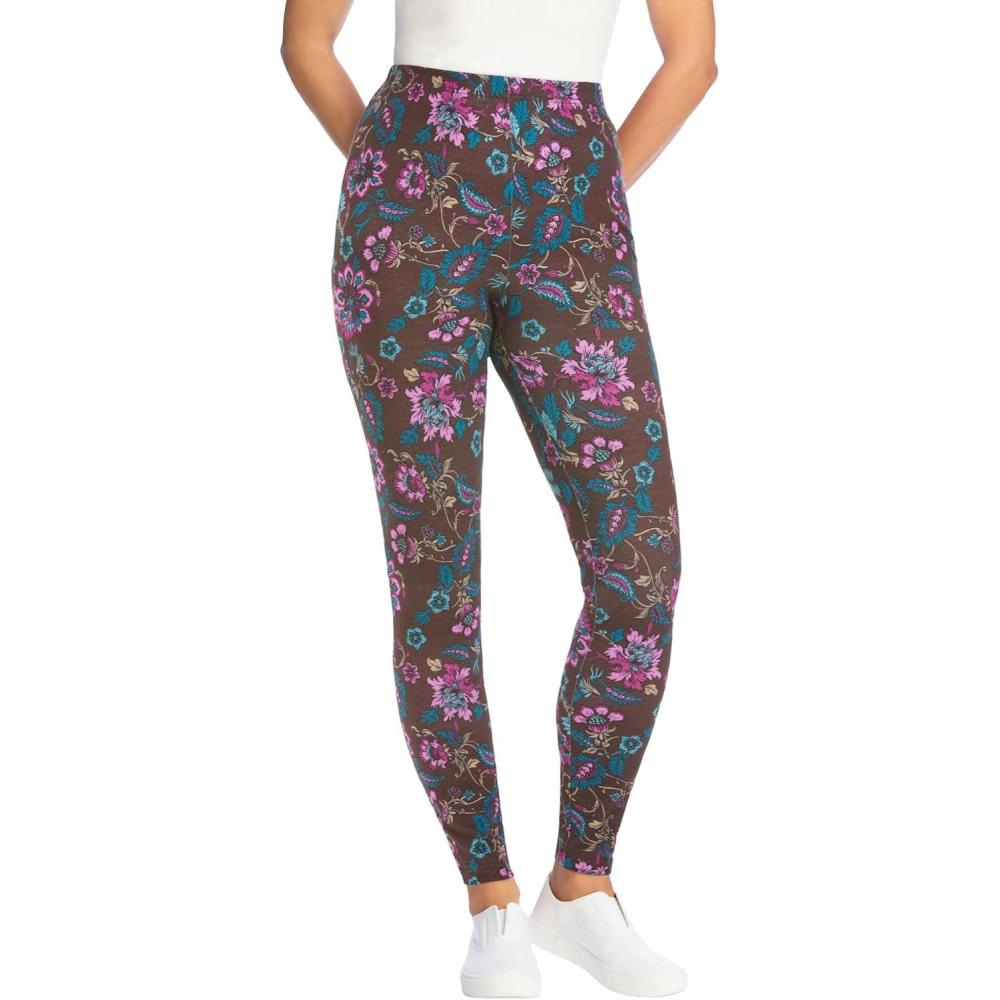 imageWoman Within Plus Size StretchCotton Knit PullOn Printed LeggingsChocolate Batik