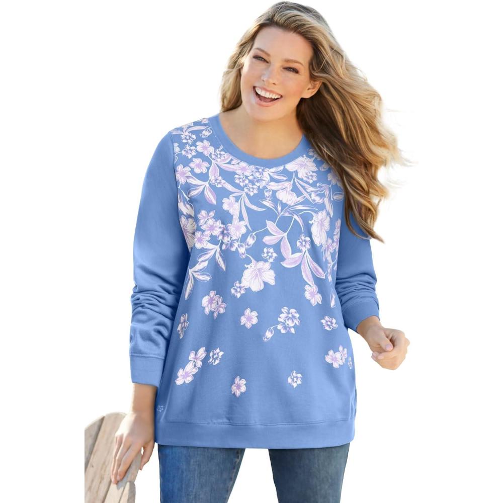 imageWoman Within Printed SweatshirtFrench Blue Floral Placement
