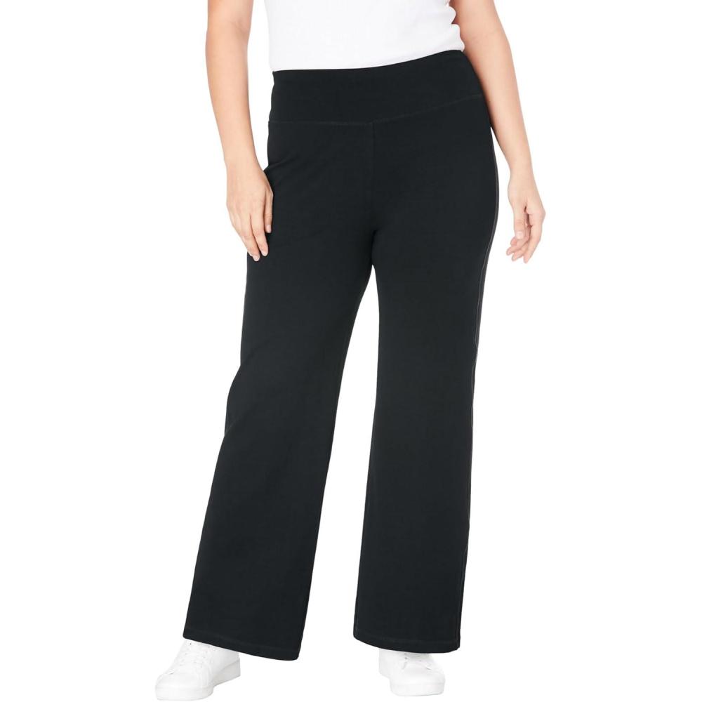 imageWoman Within StretchCotton Knit PullOn WideLeg LeggingsBlack