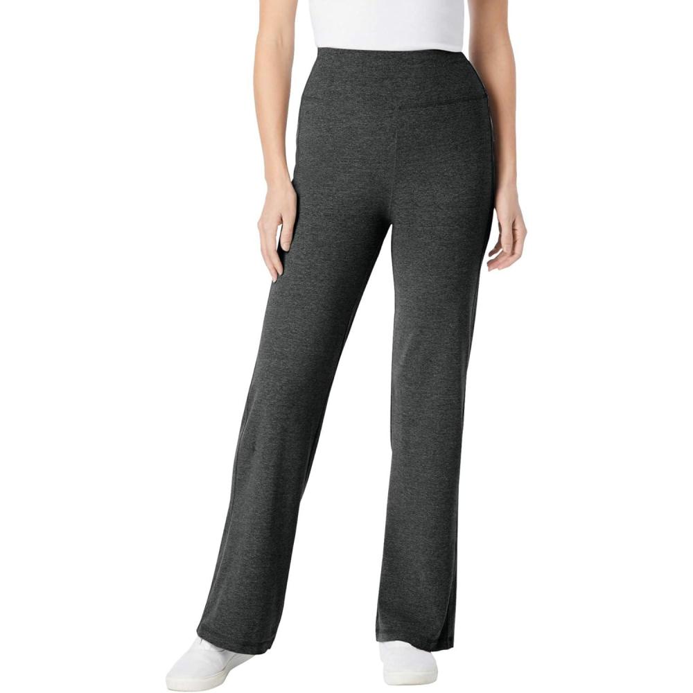 imageWoman Within StretchCotton Knit PullOn WideLeg LeggingsHeather Charcoal