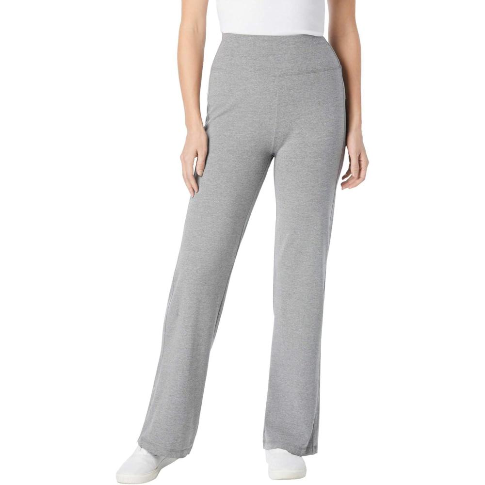 imageWoman Within StretchCotton Knit PullOn WideLeg LeggingsMedium Heather Grey