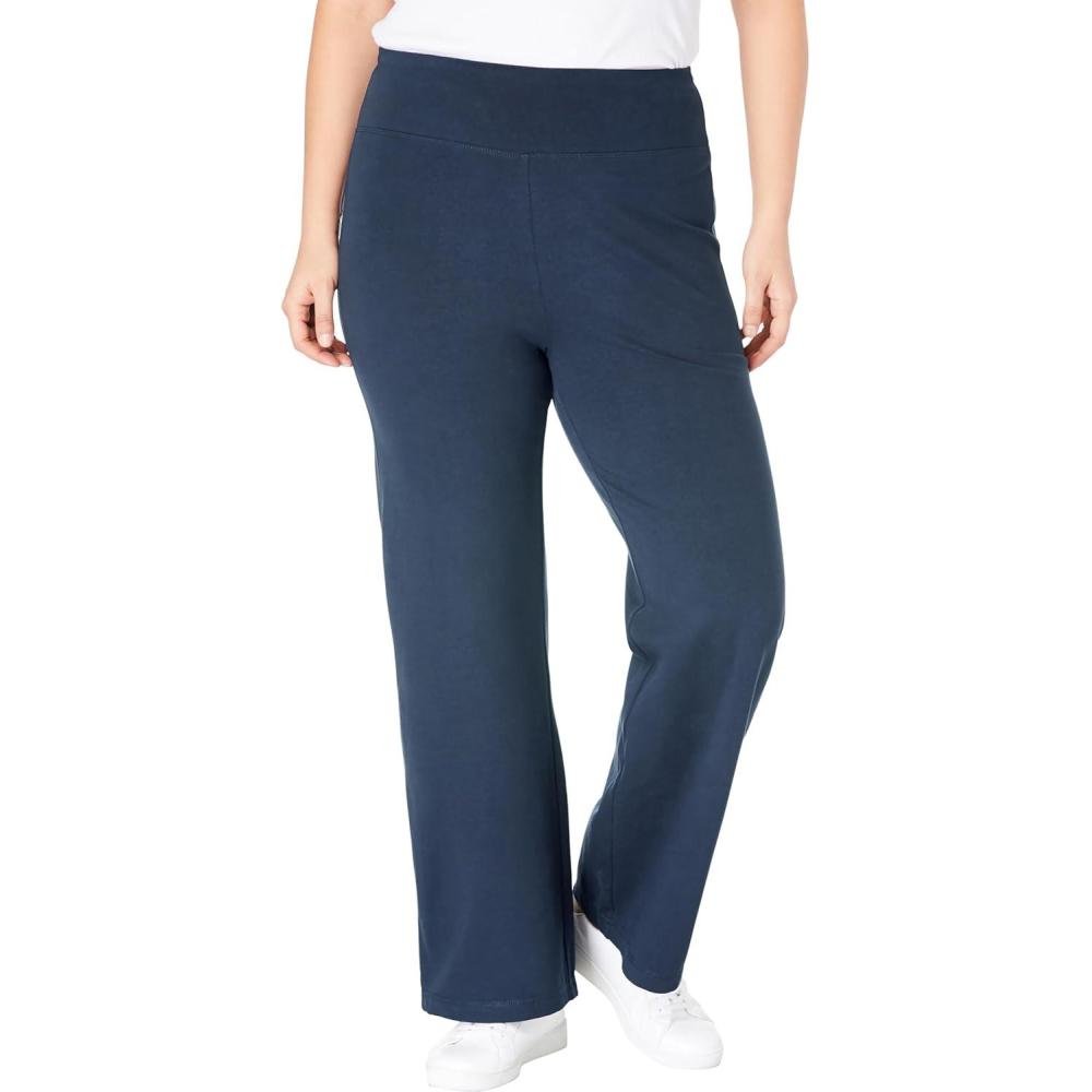 imageWoman Within StretchCotton Knit PullOn WideLeg LeggingsNavy
