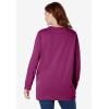 Woman Within Crewneck Fleece Sweatshirt(Deep Claret Floral Embroidery)