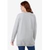 Woman Within Crewneck Fleece Sweatshirt(Heather Grey Floral Vine Embroidery)