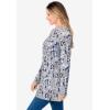 Woman Within Long-Sleeve Crewneck Soft Waffle Knit Thermal Shirt(Heather Grey Multi Delicate Floral)