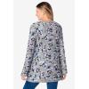 Woman Within Long-Sleeve Crewneck Soft Waffle Knit Thermal Shirt(Heather Grey Multi Delicate Floral)
