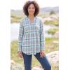 Woman Within Pintucked Flannel Shirt(Deep Teal Plaid)