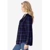 Woman Within Pintucked Flannel Shirt(Midnight Plum Plaid)