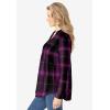 Woman Within Pintucked Flannel Shirt(Pink Black Plaid)