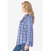 Woman Within Pintucked Flannel Shirt(Sky Blue Plaid)
