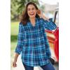 Woman Within Pintucked Flannel Shirt(Sweet Plum Plaid)