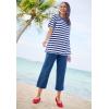 Woman Within Plus Size 7-Day Elastic-Waist Pull-On Cotton Denim Capri Jeans(Dnu Pine)